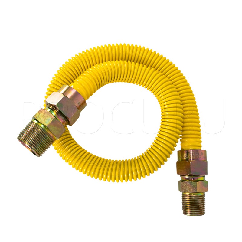 PROCURU 5/8" OD x 72" (6Ft) Universal Flexible Gas Connector Kit, Weatherproof Stainless Steel Pipe, SafeGuard Yellow-Coated, for Stove, Range, Furnace (Green-A1 Series) - Image 3